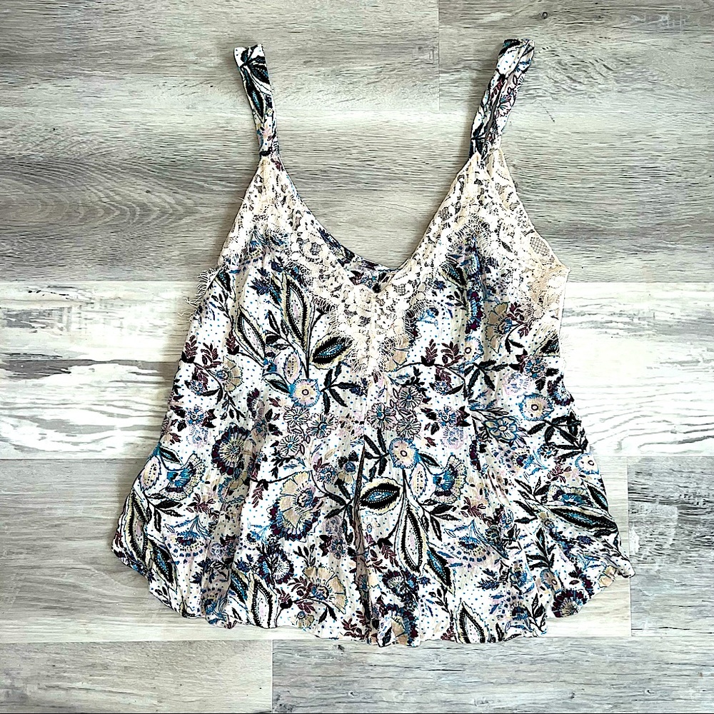 Intimately Free People eyelash lace trim floral cami